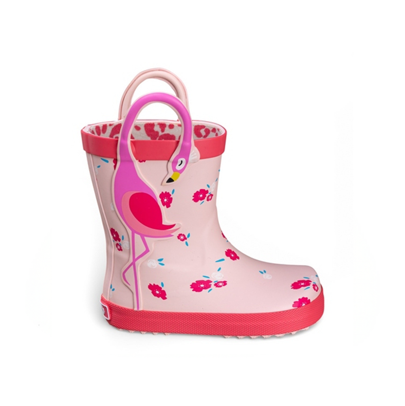 Chetto 1126590 Waterproof Barefoot Wellies - Pink Flamingo Design