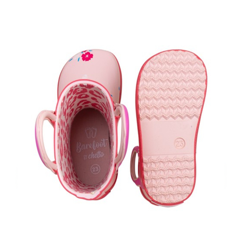 Chetto 1126590 Waterproof Barefoot Wellies - Pink Flamingo Design