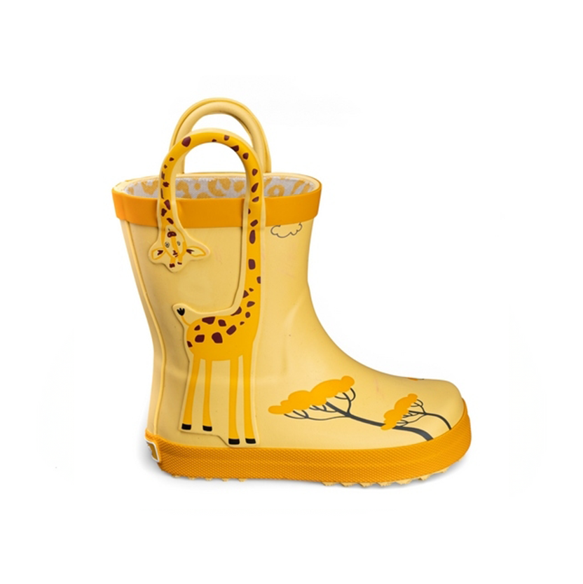 Chetto 1126590 Waterproof Barefoot Wellies - Yellow Giraffe Design