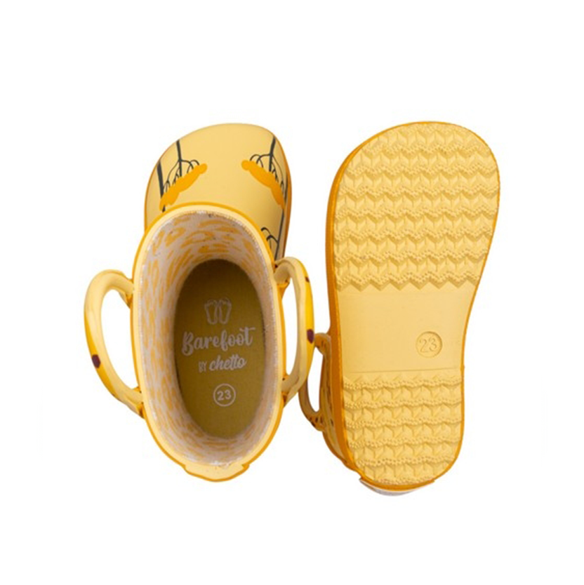 Chetto 1126590 Waterproof Barefoot Wellies - Yellow Giraffe Design