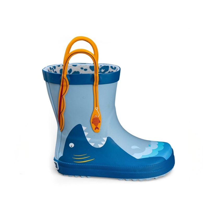 Chetto 1126590 Waterproof Barefoot Wellies - Blue Shark Design