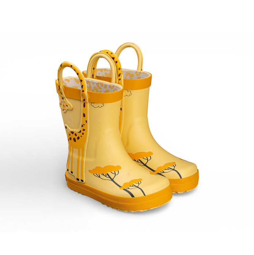 Chetto 1126590 Waterproof Barefoot Wellies - Yellow Giraffe Design