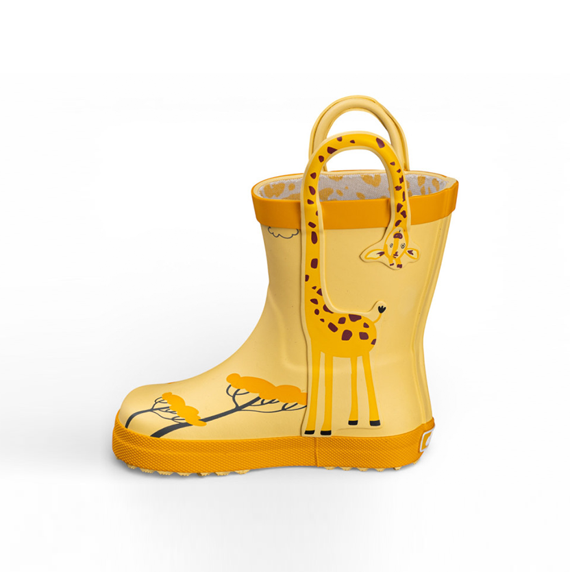 Chetto 1126590 Waterproof Barefoot Wellies - Yellow Giraffe Design