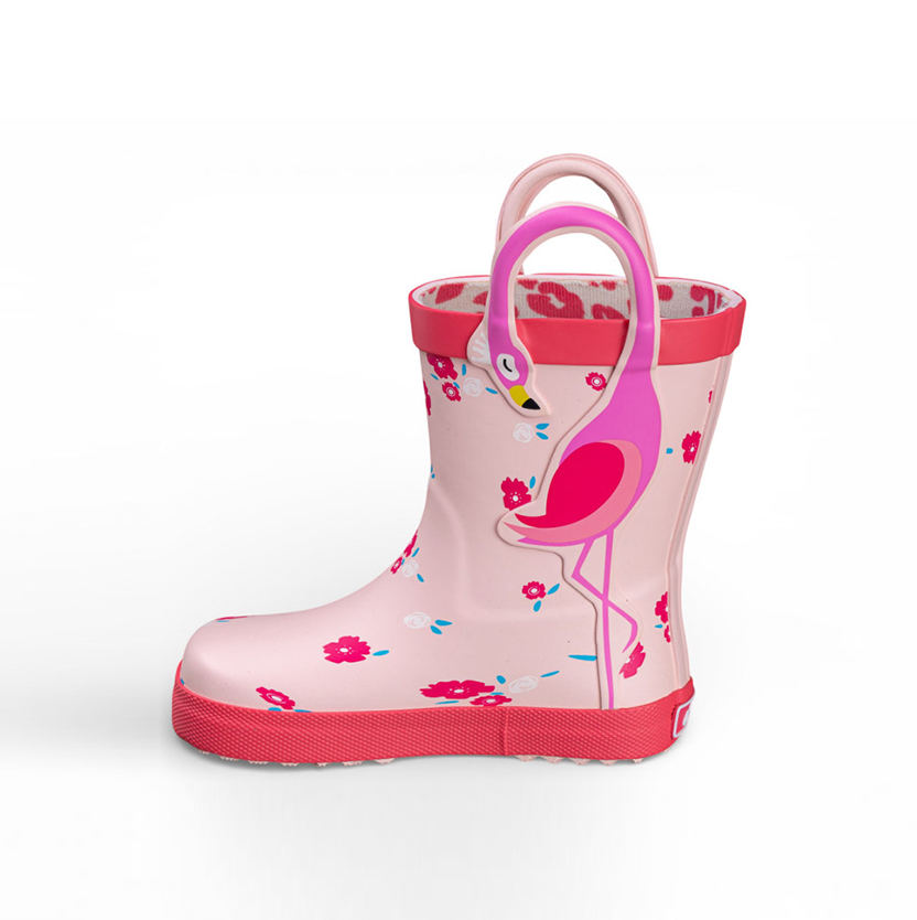Chetto 1126590 Waterproof Barefoot Wellies - Pink Flamingo Design